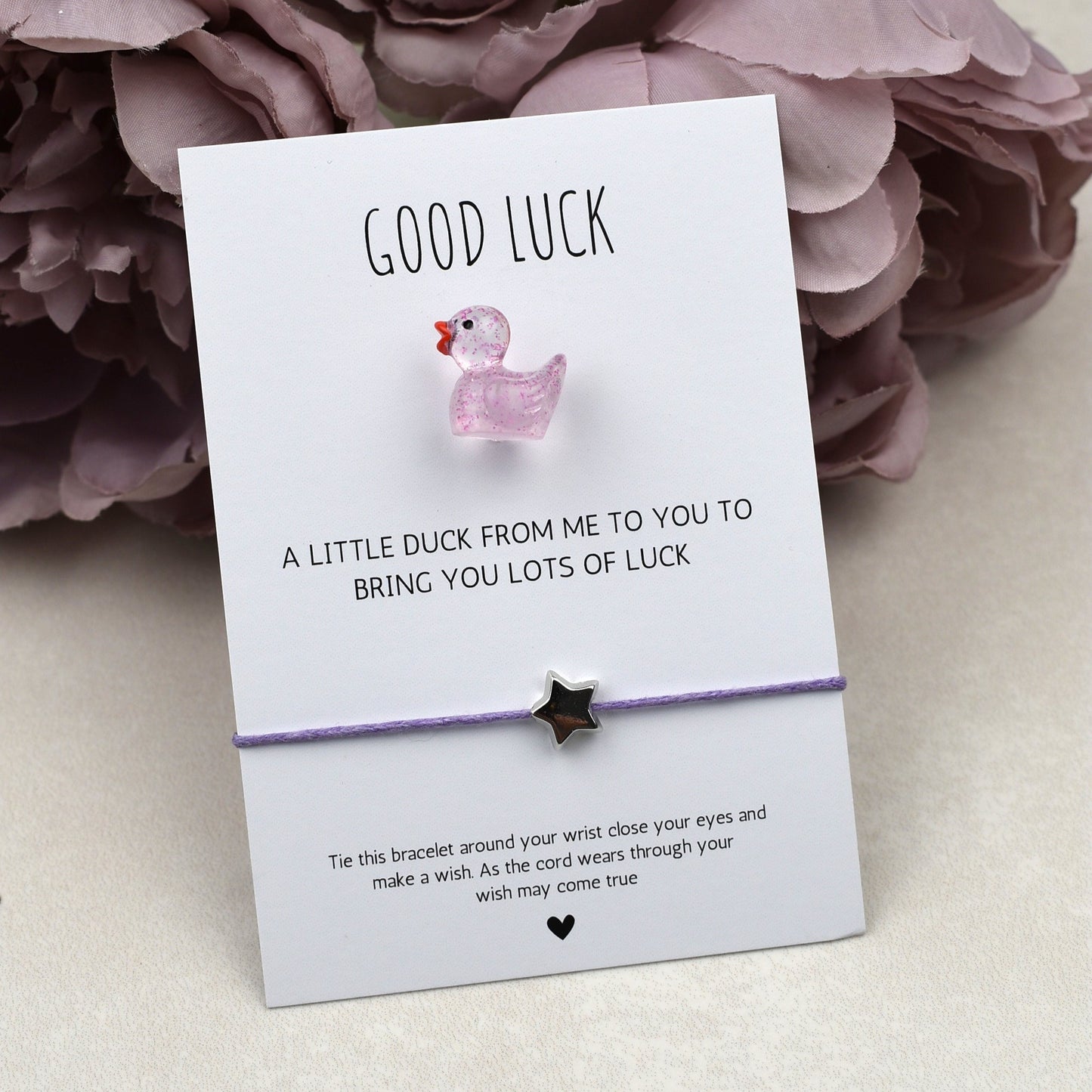 CLEARANCE - Good Luck Duck and Wish Bracelet Set -Glitter Duck