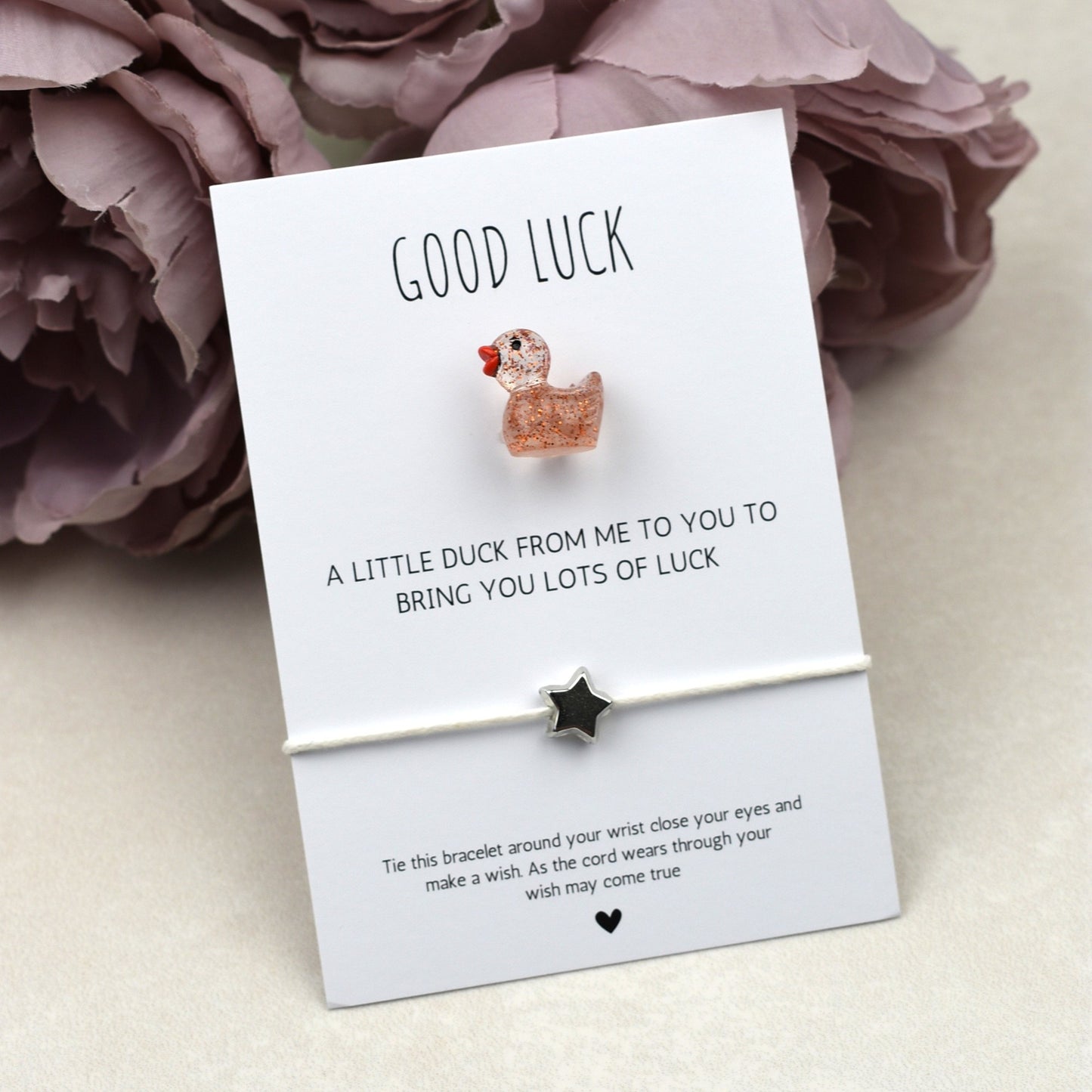 CLEARANCE - Good Luck Duck and Wish Bracelet Set -Glitter Duck