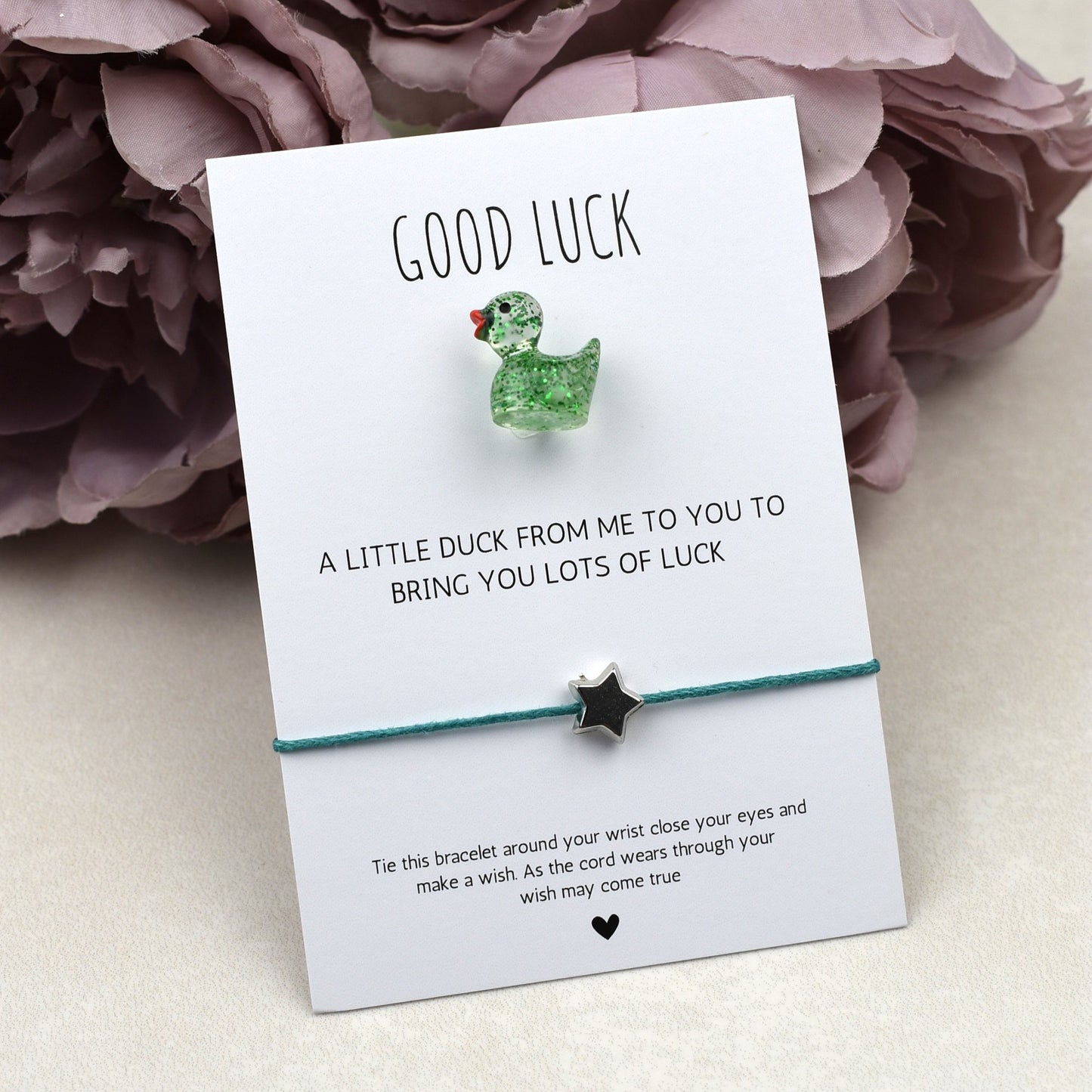 CLEARANCE - Good Luck Duck and Wish Bracelet Set -Glitter Duck