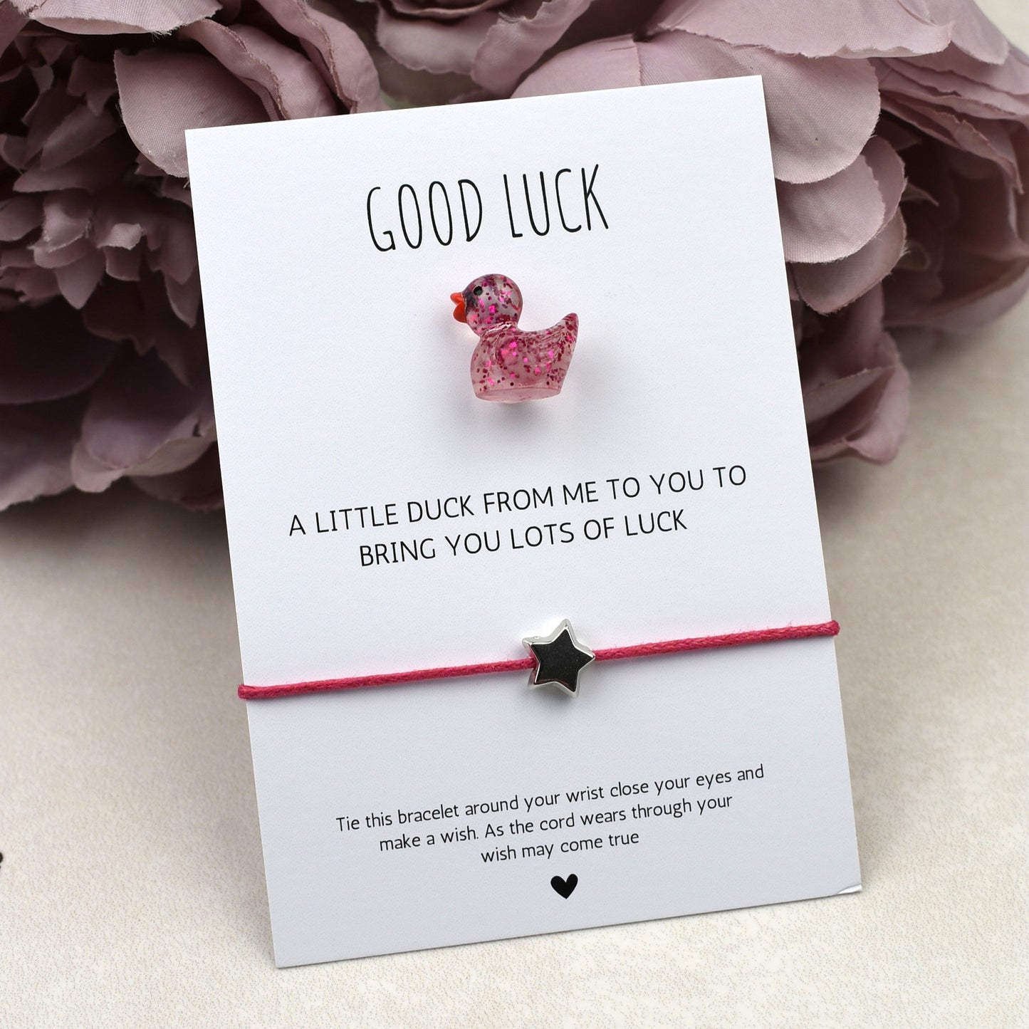 CLEARANCE - Good Luck Duck and Wish Bracelet Set -Glitter Duck