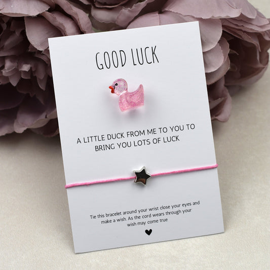 CLEARANCE - Good Luck Duck and Wish Bracelet Set -Glitter Duck