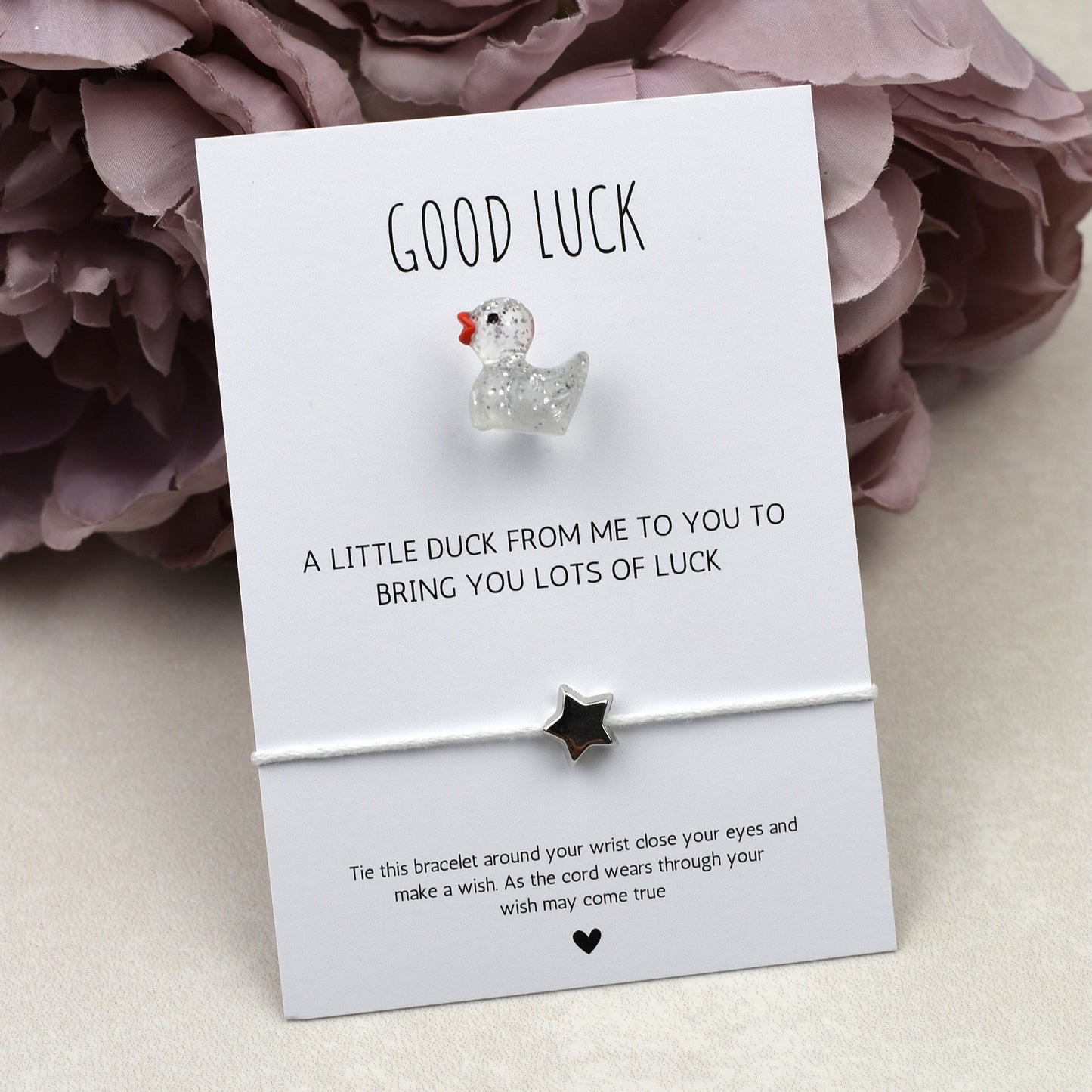 CLEARANCE - Good Luck Duck and Wish Bracelet Set -Glitter Duck