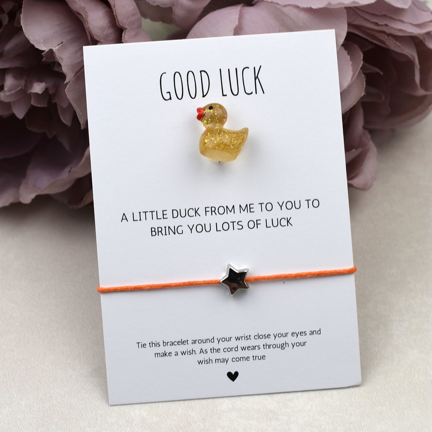 CLEARANCE - Good Luck Duck and Wish Bracelet Set -Glitter Duck