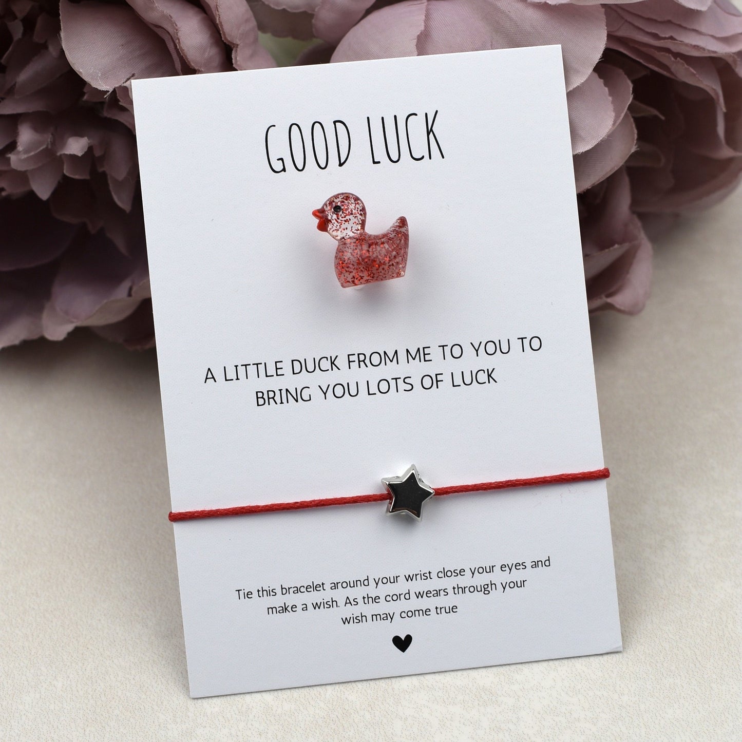 CLEARANCE - Good Luck Duck and Wish Bracelet Set -Glitter Duck