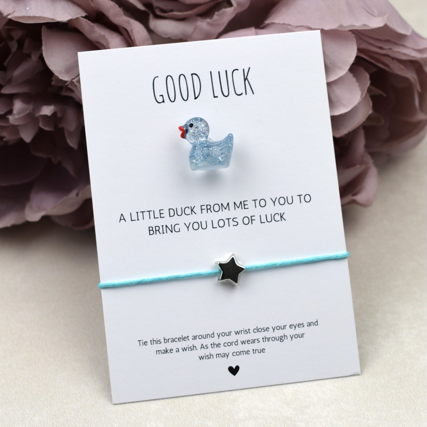 CLEARANCE - Good Luck Duck and Wish Bracelet Set -Glitter Duck