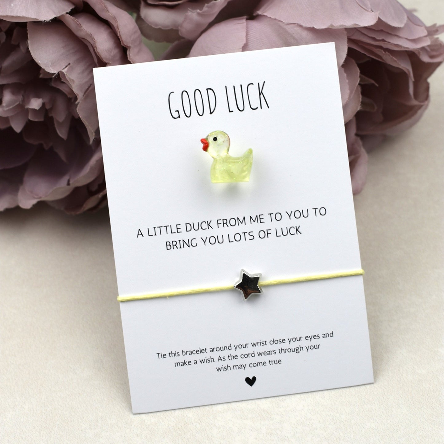 CLEARANCE - Good Luck Duck and Wish Bracelet Set -Glitter Duck