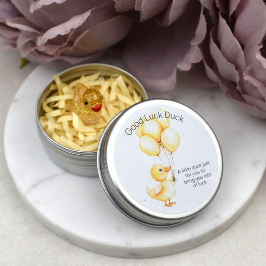 Good Luck Duck Tin - Balloons - Glitter Duck
