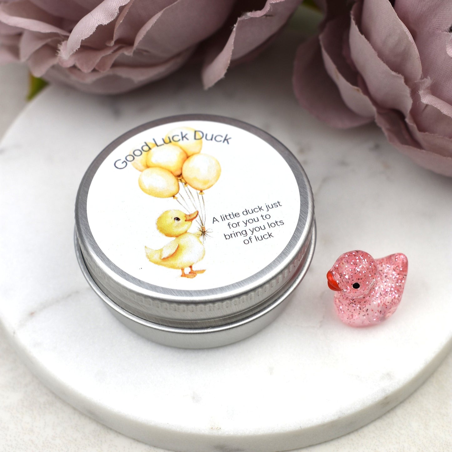 Good Luck Duck Tin - Balloons - Glitter Duck