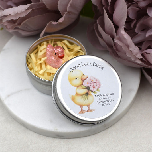 Good Luck Duck Tin - Flowers - Glitter Duck
