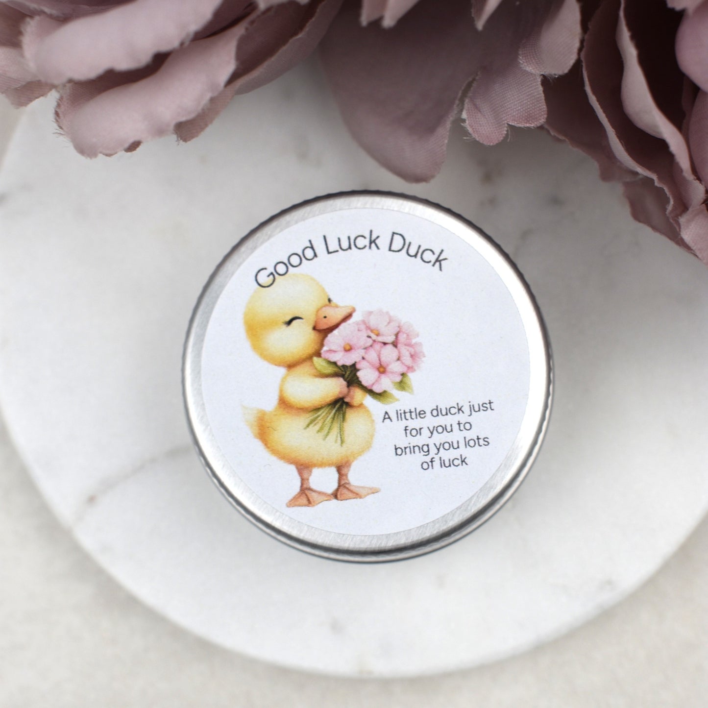 Good Luck Duck Tin - Flowers - Glitter Duck