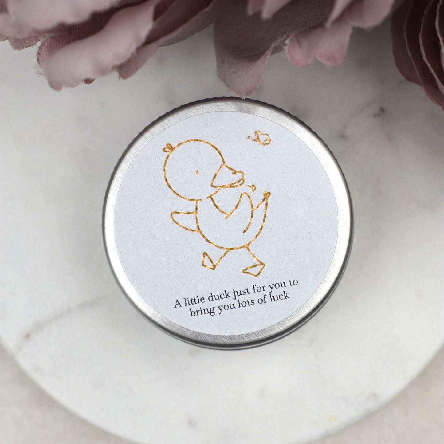 Good Luck Duck Tin - Yellow Butterfly - Glitter Duck