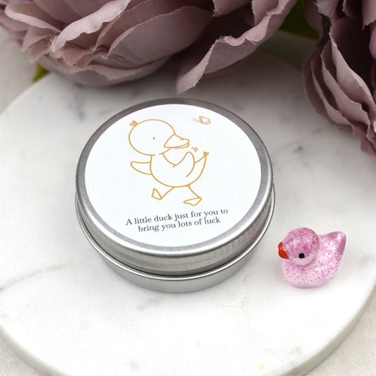 Good Luck Duck Tin - Yellow Butterfly - Glitter Duck
