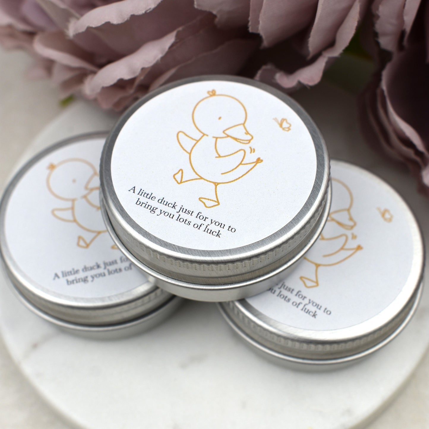 Good Luck Duck Tin - Yellow Butterfly - Glitter Duck