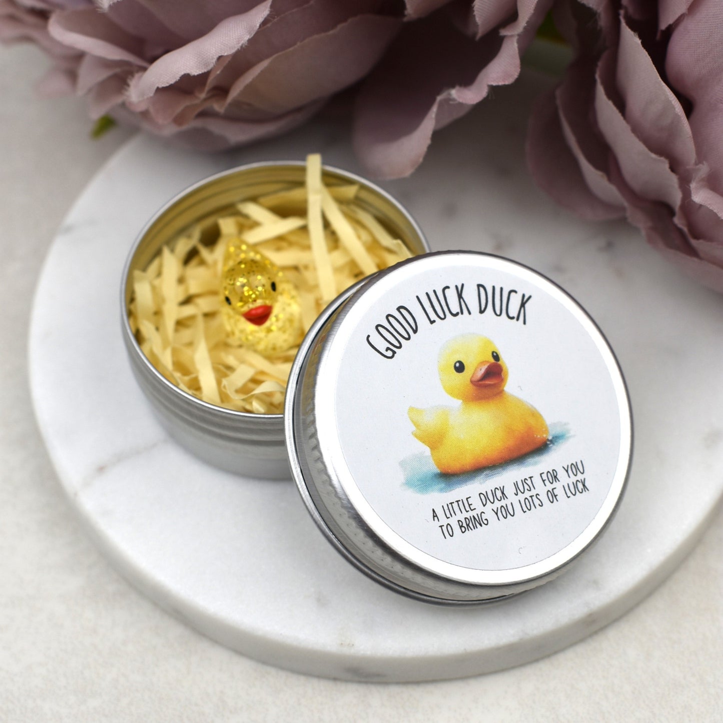 CLEARANCE - Good Luck Duck Tin - Glitter Duck