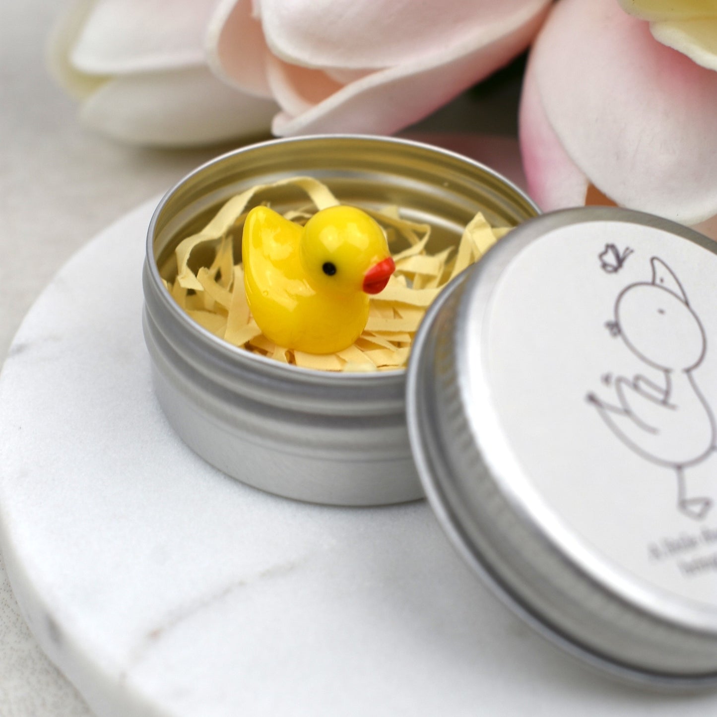 Lucky Duck Keepsake in Tin – A Tiny Gift of Good Luck & Encouragement - Butterfly - Yellow Duck