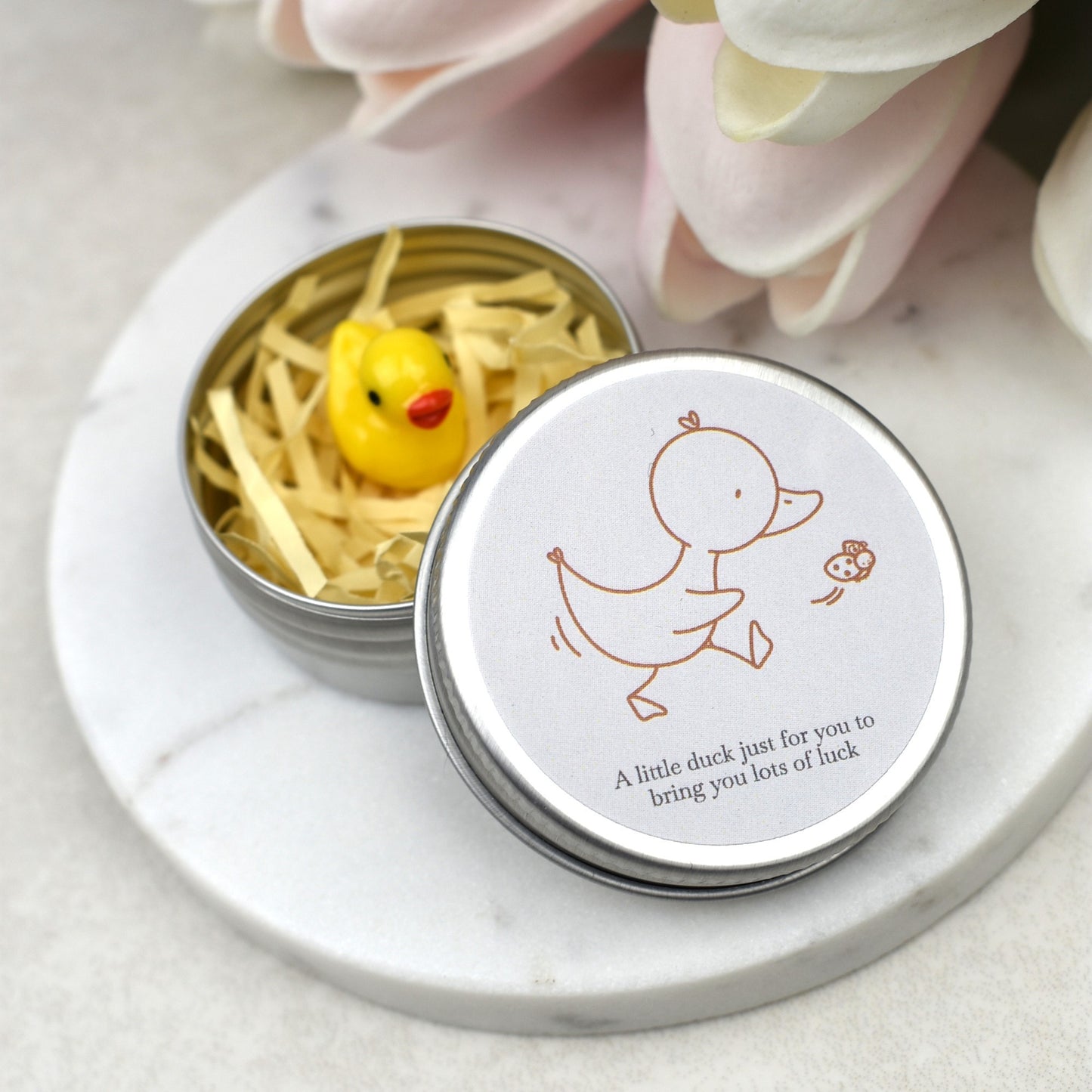 Lucky Duck Keepsake in Tin – A Tiny Gift of Good Luck & Encouragement - - Ladybird - Yellow Duck