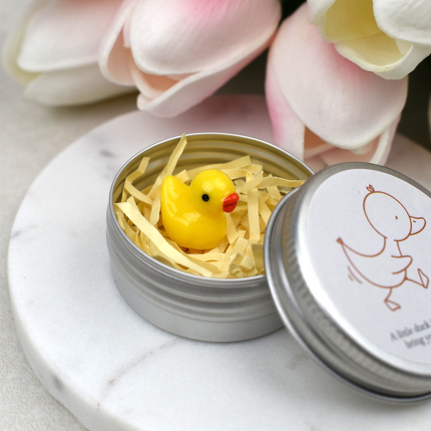 Lucky Duck Keepsake in Tin – A Tiny Gift of Good Luck & Encouragement - - Ladybird - Yellow Duck