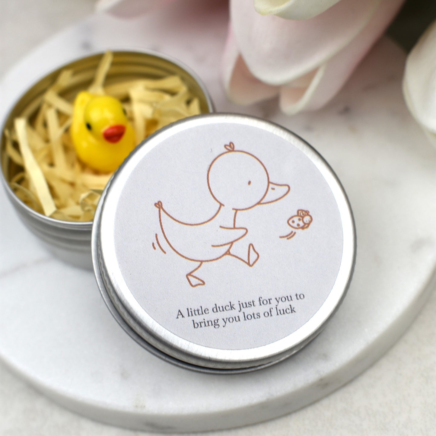Lucky Duck Keepsake in Tin – A Tiny Gift of Good Luck & Encouragement - - Ladybird - Yellow Duck