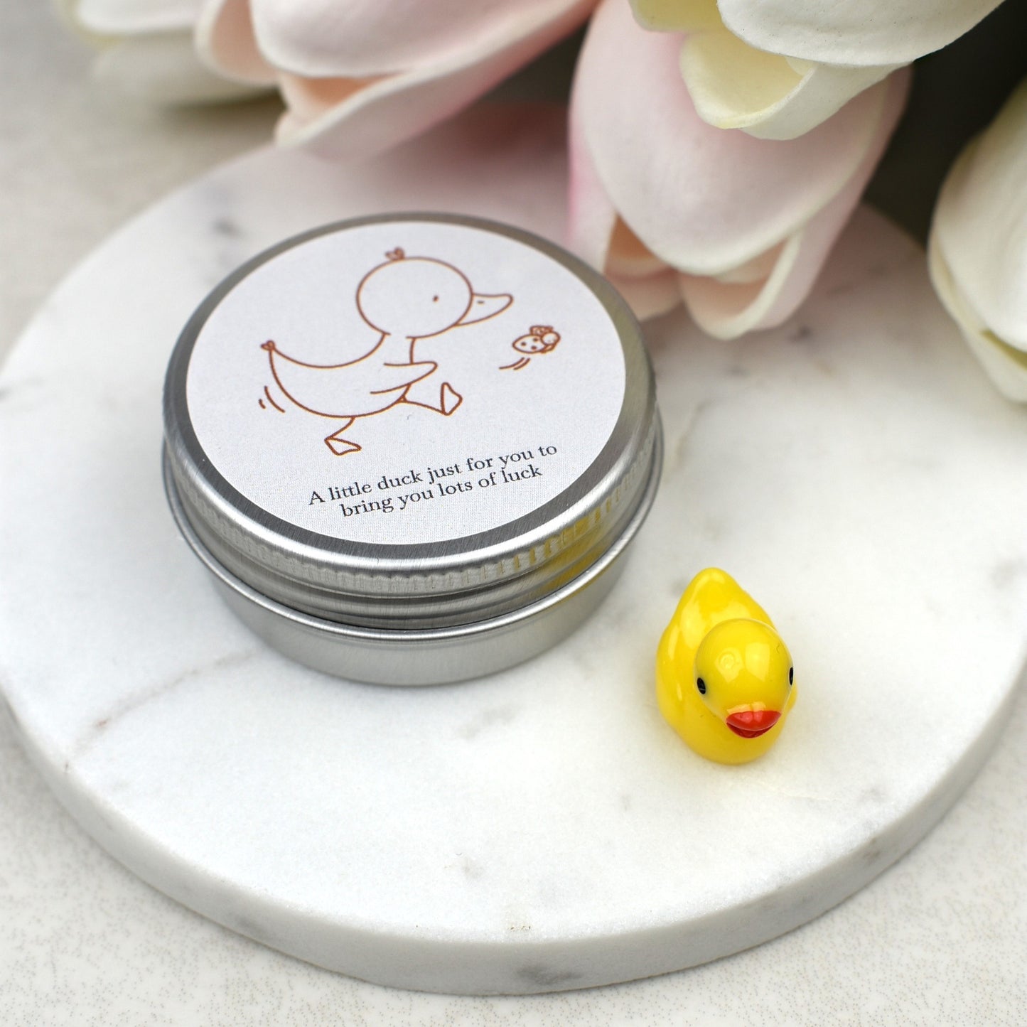 Lucky Duck Keepsake in Tin – A Tiny Gift of Good Luck & Encouragement - - Ladybird - Yellow Duck