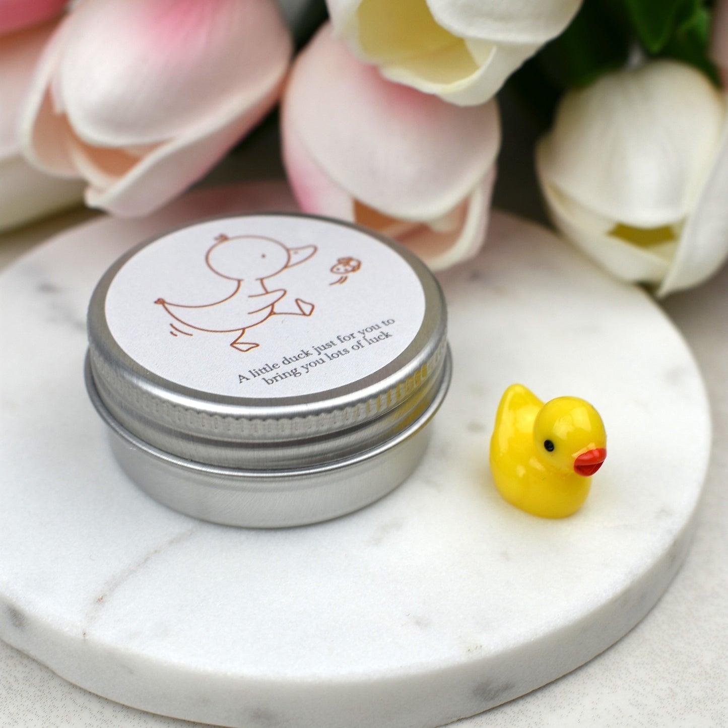 Lucky Duck Keepsake in Tin – A Tiny Gift of Good Luck & Encouragement - - Ladybird - Yellow Duck