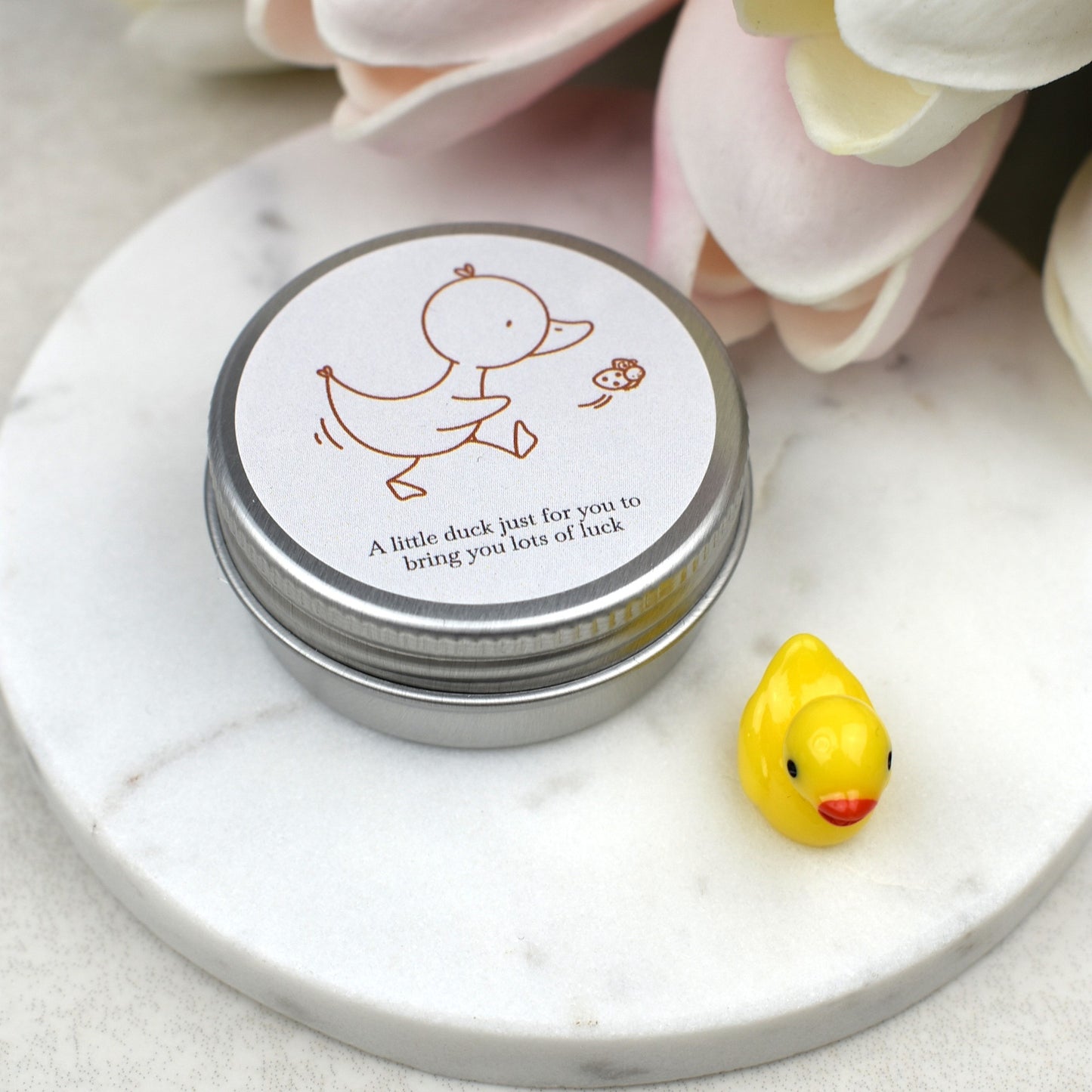 Lucky Duck Keepsake in Tin – A Tiny Gift of Good Luck & Encouragement - - Ladybird - Yellow Duck
