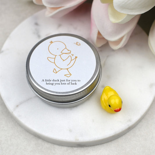 Lucky Duck Keepsake in Tin – A Tiny Gift of Good Luck & Encouragement - Yellow Butterfly