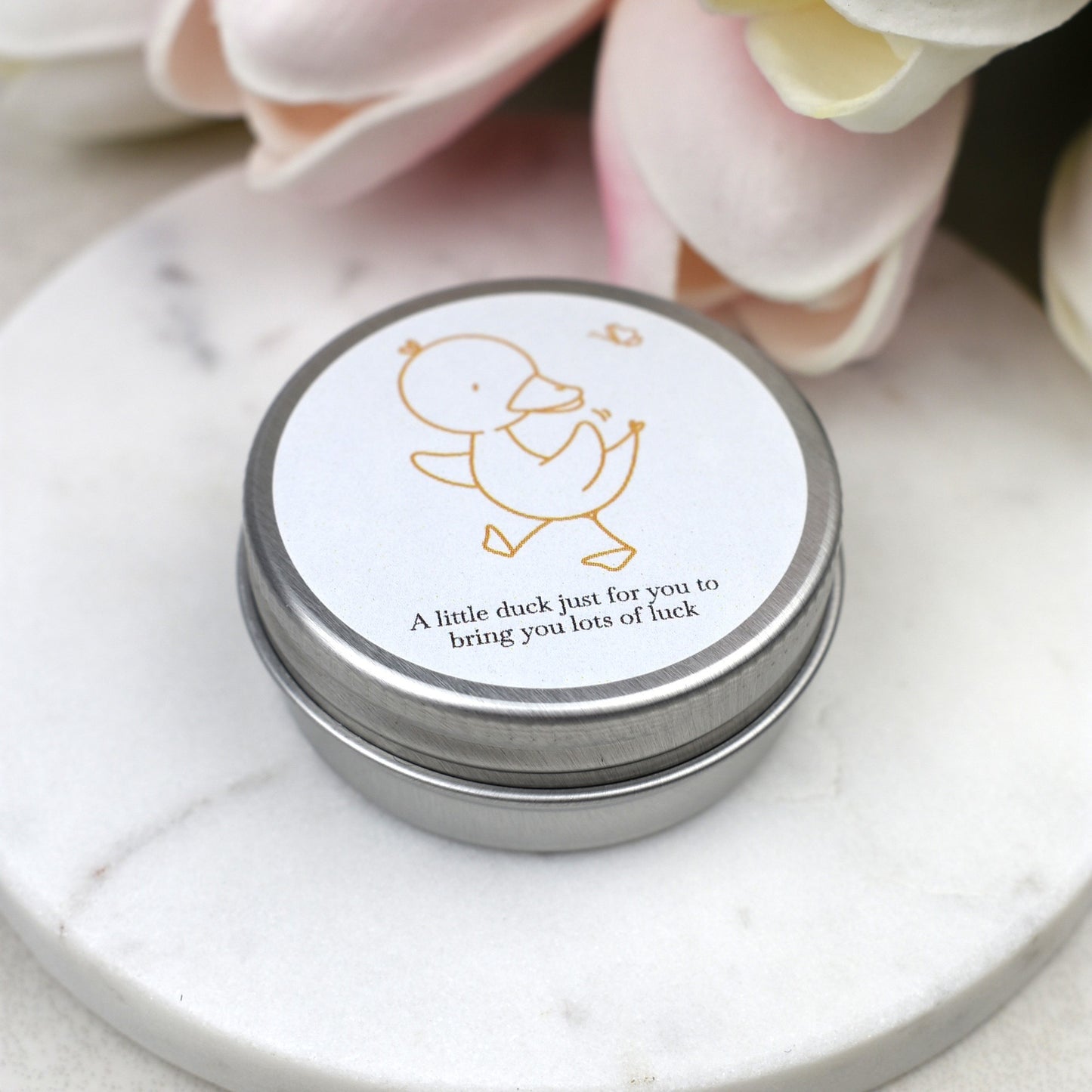 Lucky Duck Keepsake in Tin – A Tiny Gift of Good Luck & Encouragement - Yellow Butterfly