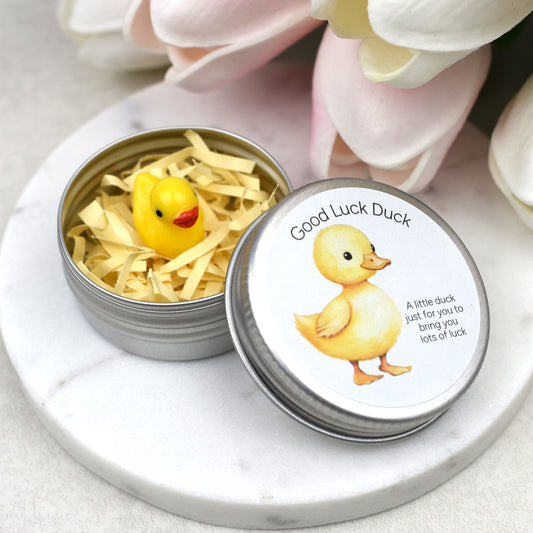 Lucky Duck Keepsake in Tin – A Tiny Gift of Good Luck & Encouragement - Yellow Duck