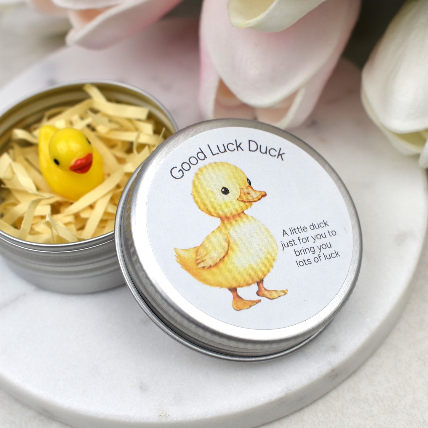 Lucky Duck Keepsake in Tin – A Tiny Gift of Good Luck & Encouragement - Yellow Duck