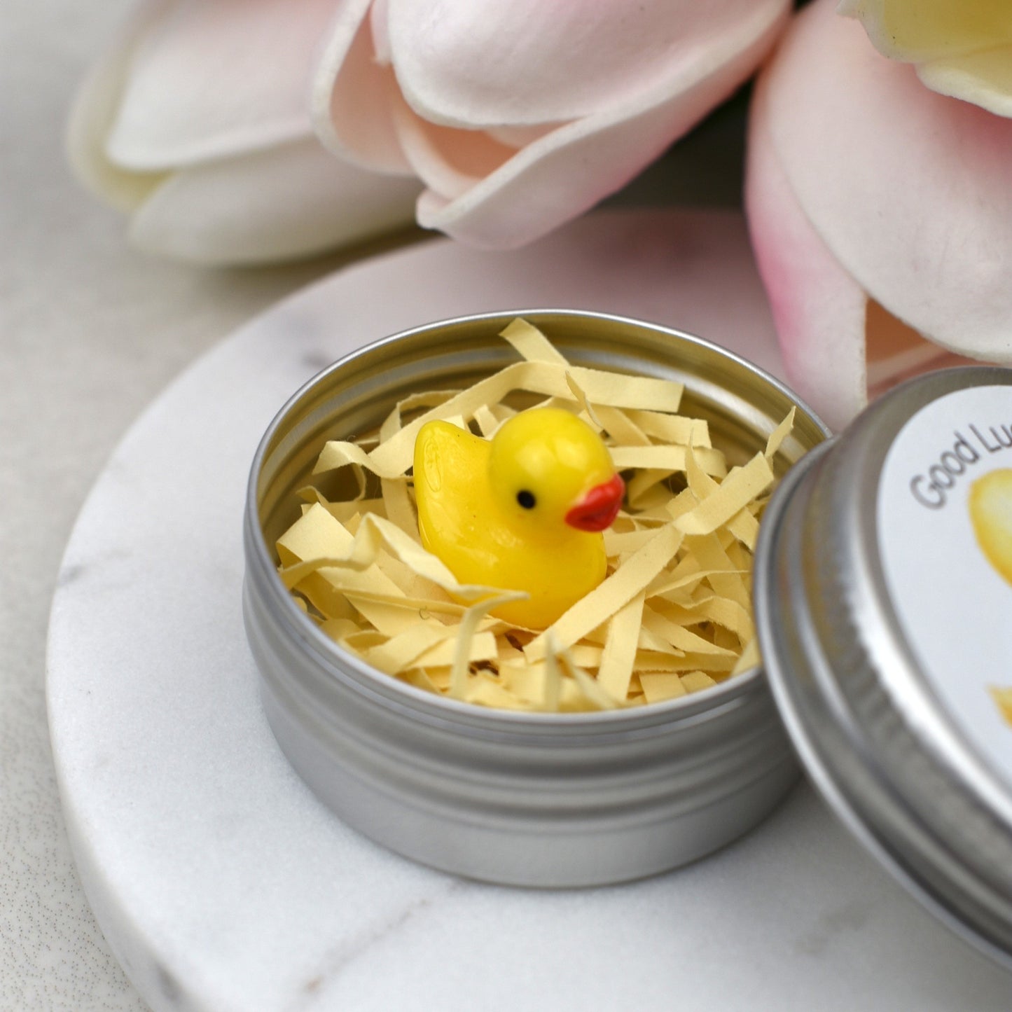 Lucky Duck Keepsake in Tin – A Tiny Gift of Good Luck & Encouragement - Yellow Duck