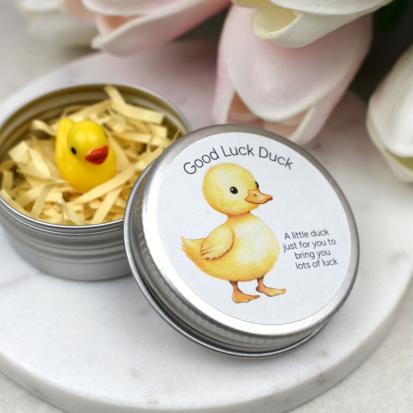 Lucky Duck Keepsake in Tin – A Tiny Gift of Good Luck & Encouragement - Yellow Duck