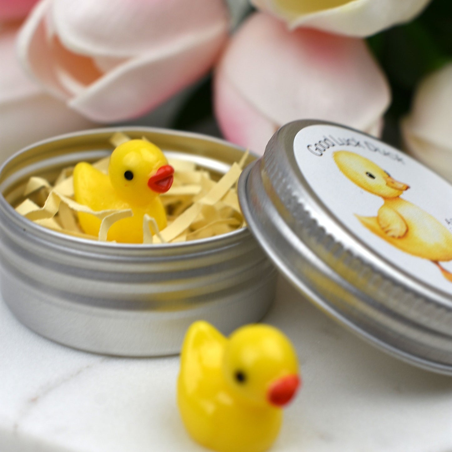 Lucky Duck Keepsake in Tin – A Tiny Gift of Good Luck & Encouragement - Yellow Duck