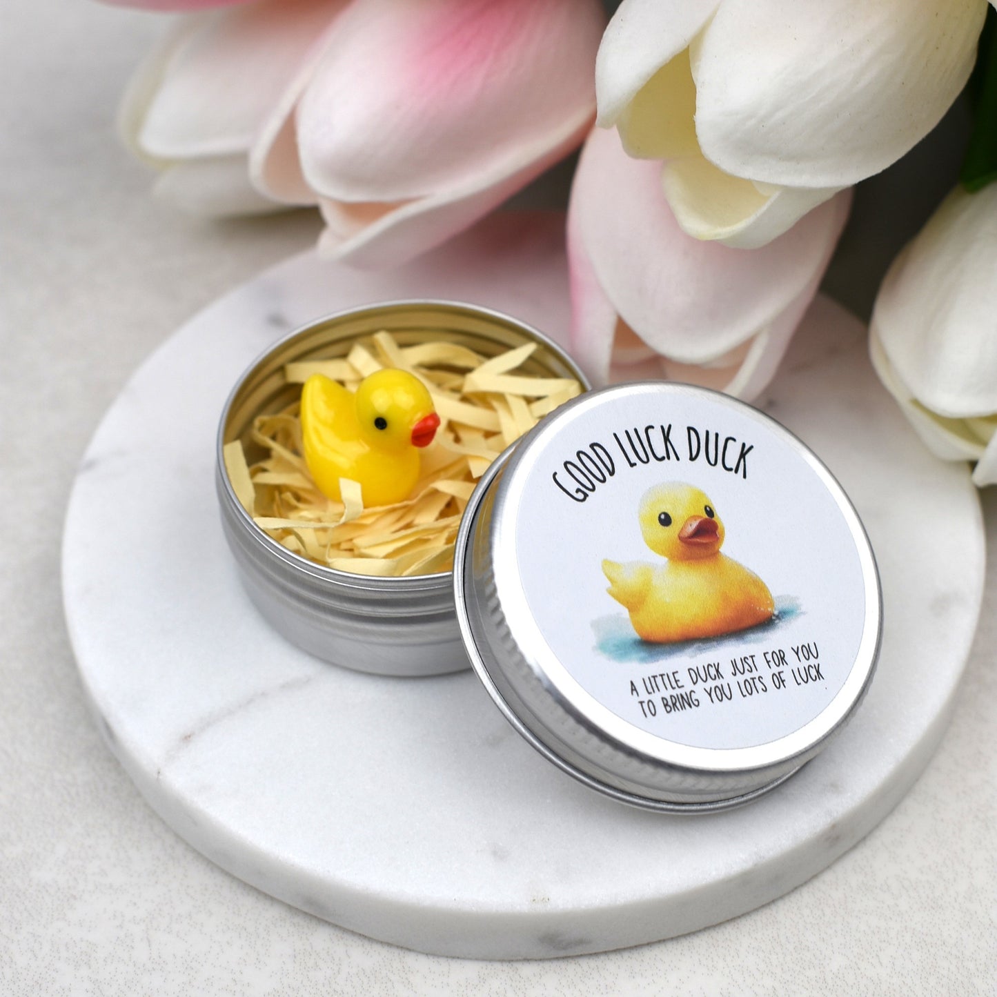 CLEARANCE - Lucky Duck Keepsake in Tin – A Tiny Gift of Good Luck & Encouragement - Yellow Duck