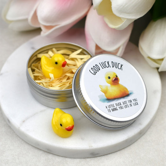 CLEARANCE - Lucky Duck Keepsake in Tin – A Tiny Gift of Good Luck & Encouragement - Yellow Duck