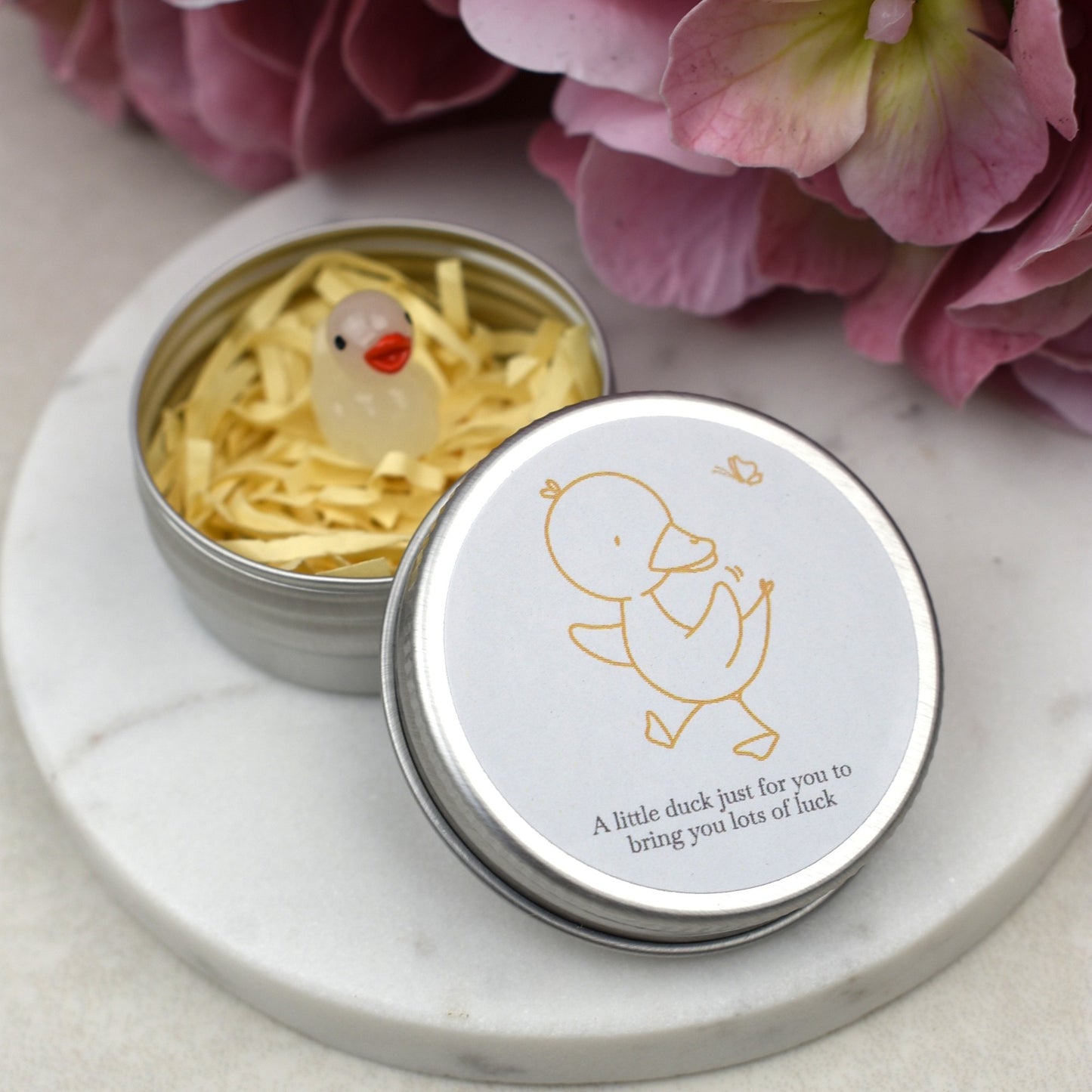 Good Luck Duck Tin - Yellow Butterfly - Luminous Duck