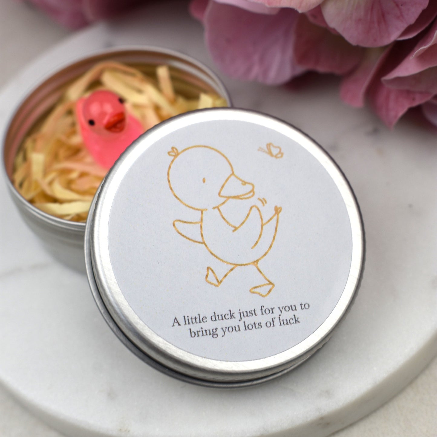 Good Luck Duck Tin - Yellow Butterfly - Luminous Duck