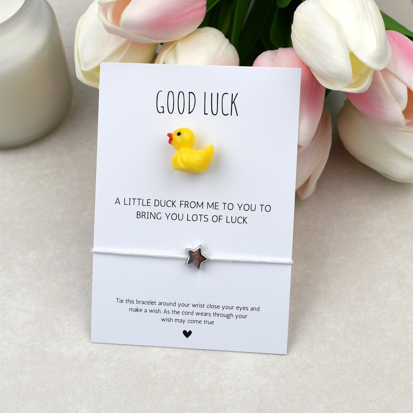 CLEARANCE - Good Luck In Your Exams Duck and Wish Bracelet Set
