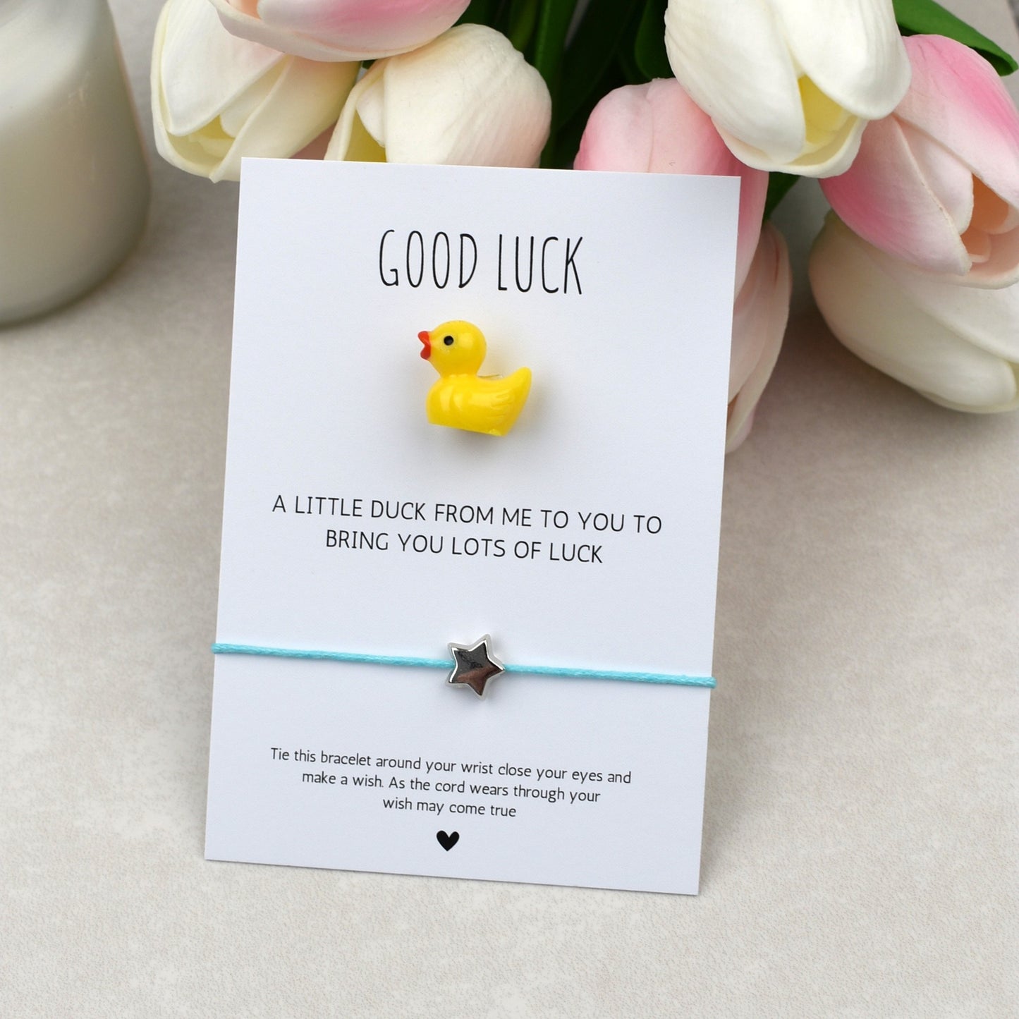 CLEARANCE - Good Luck In Your Exams Duck and Wish Bracelet Set