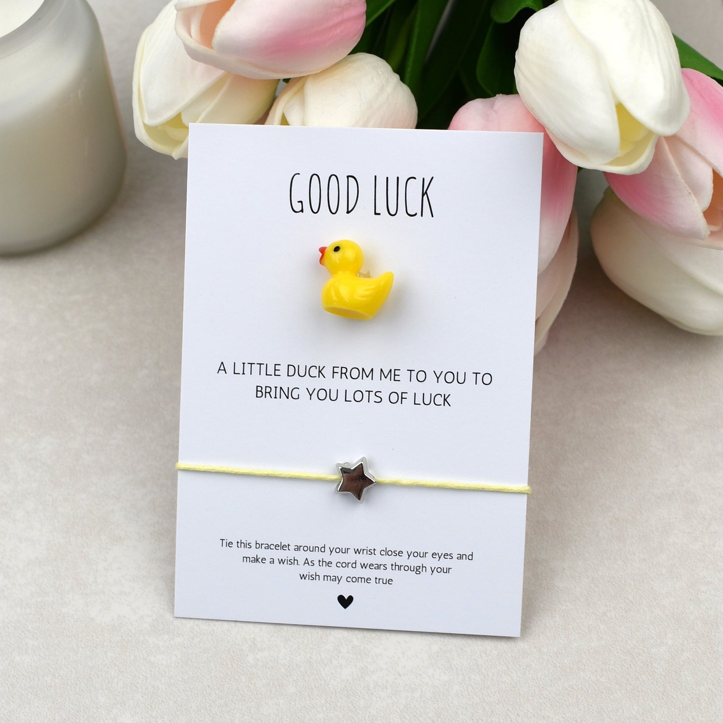 CLEARANCE - Good Luck In Your Exams Duck and Wish Bracelet Set