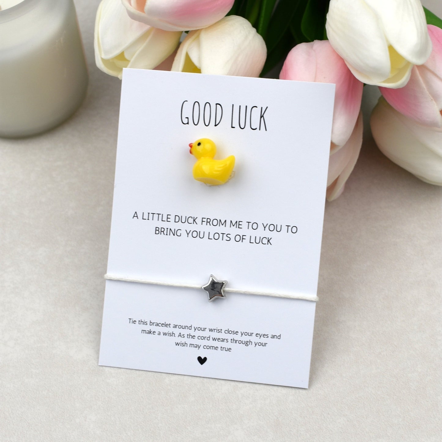 CLEARANCE - Good Luck In Your Exams Duck and Wish Bracelet Set