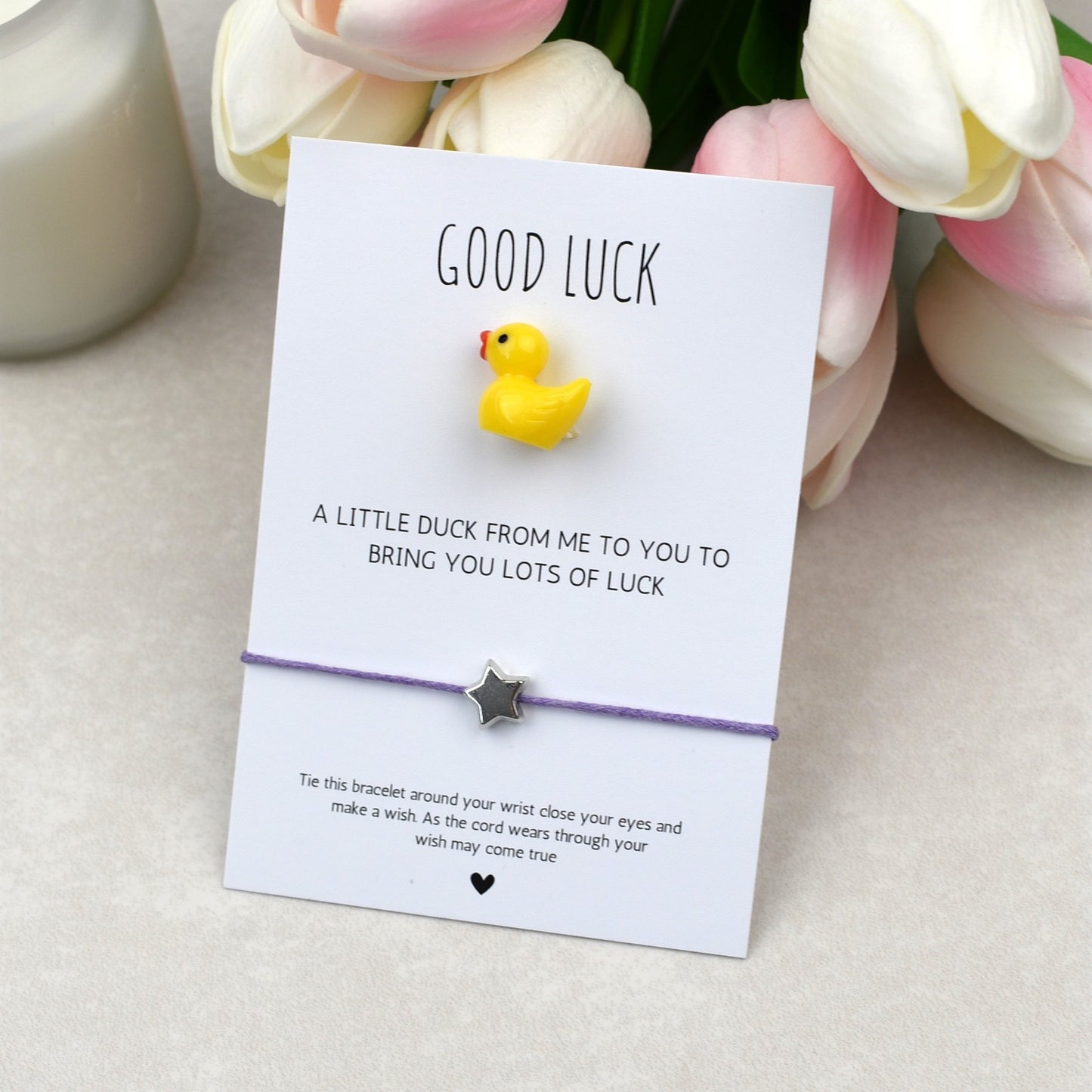 CLEARANCE - Good Luck In Your Exams Duck and Wish Bracelet Set