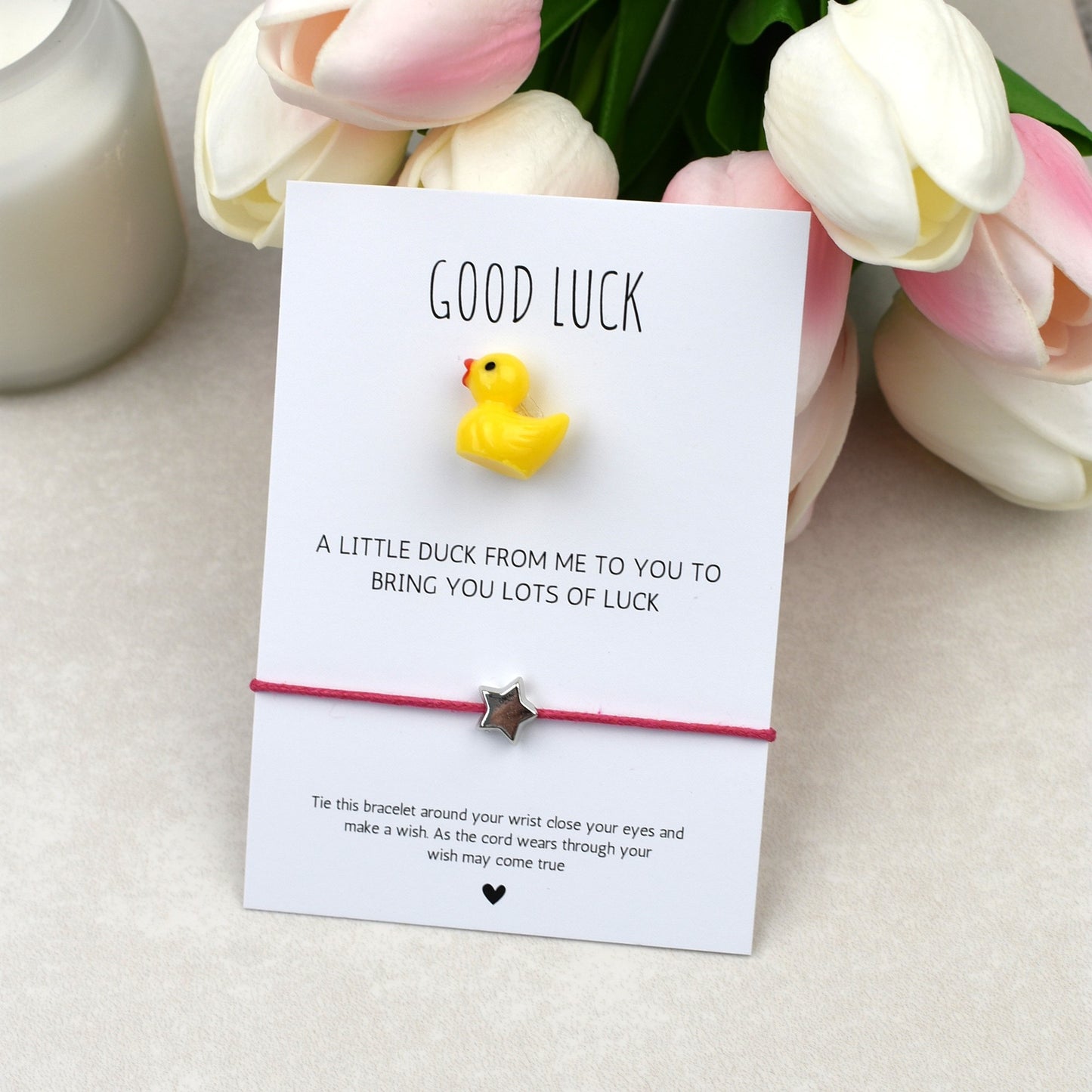 CLEARANCE - Good Luck In Your Exams Duck and Wish Bracelet Set