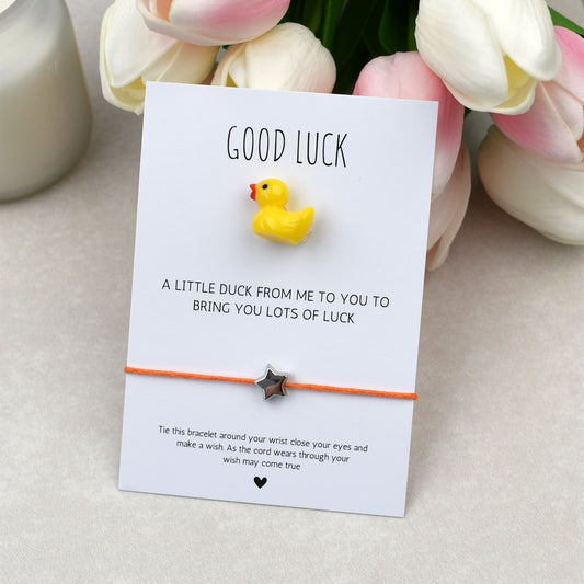 CLEARANCE - Good Luck In Your Exams Duck and Wish Bracelet Set