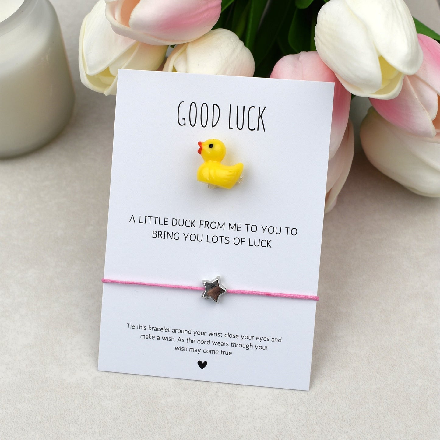 CLEARANCE - Good Luck In Your Exams Duck and Wish Bracelet Set