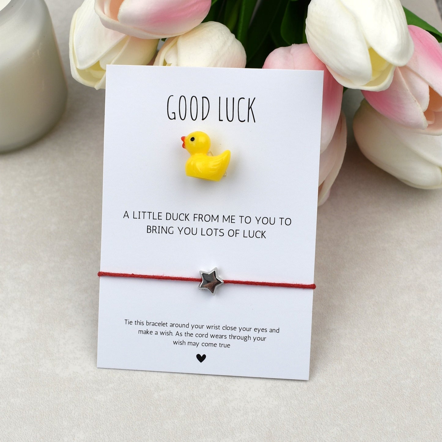 CLEARANCE - Good Luck In Your Exams Duck and Wish Bracelet Set