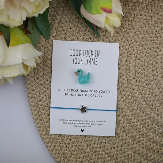 CLEARANCE - Luminous Good Luck In Your Exams Duck and Wish Bracelet Set