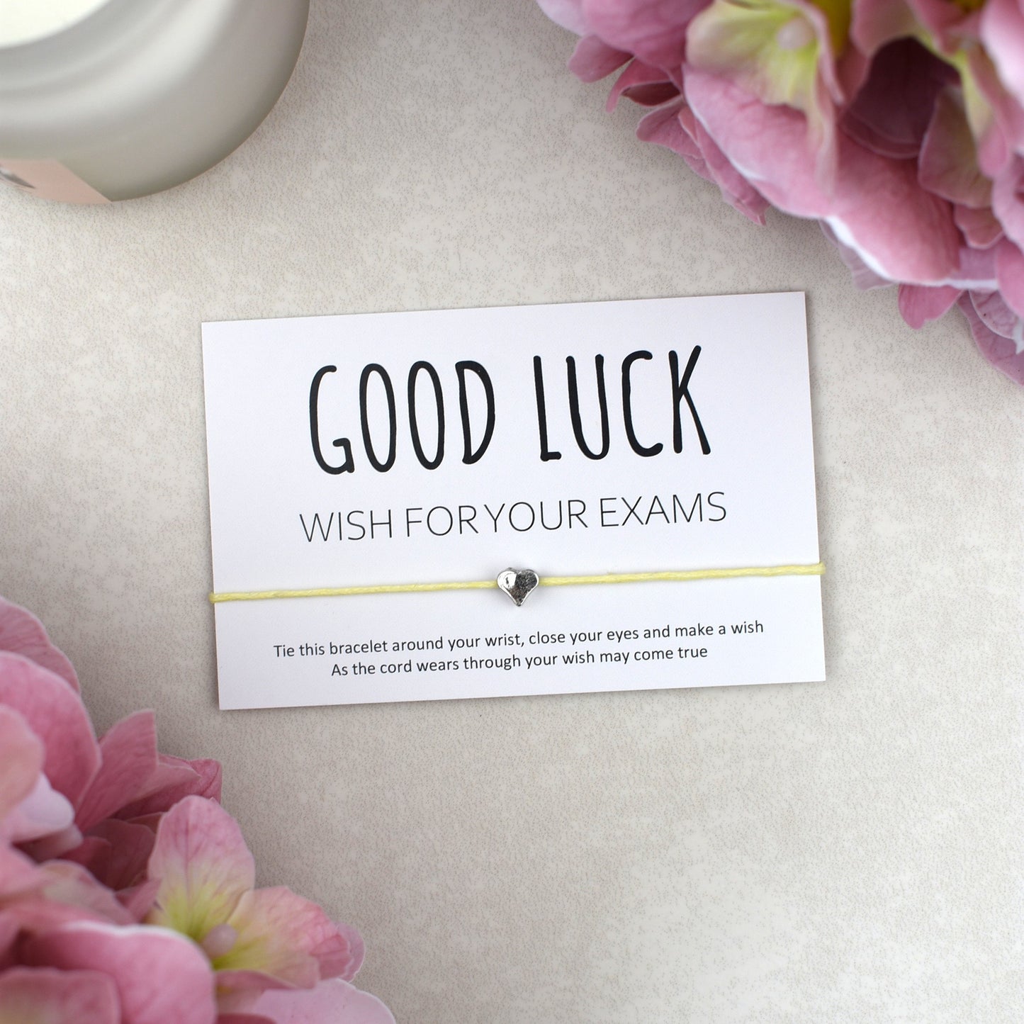 CLEARANCE - Good Luck Wish For Your Exams Wish Bracelet - Heart Charm