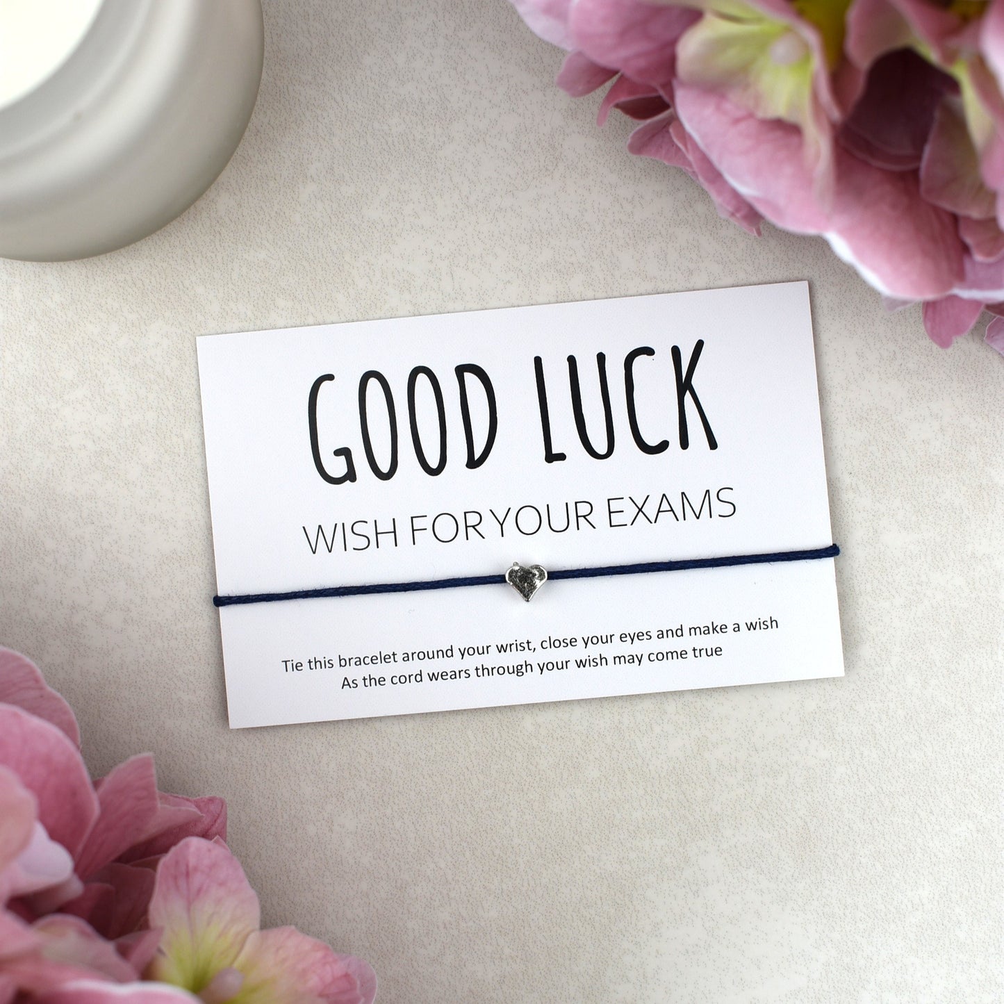 CLEARANCE - Good Luck Wish For Your Exams Wish Bracelet - Heart Charm
