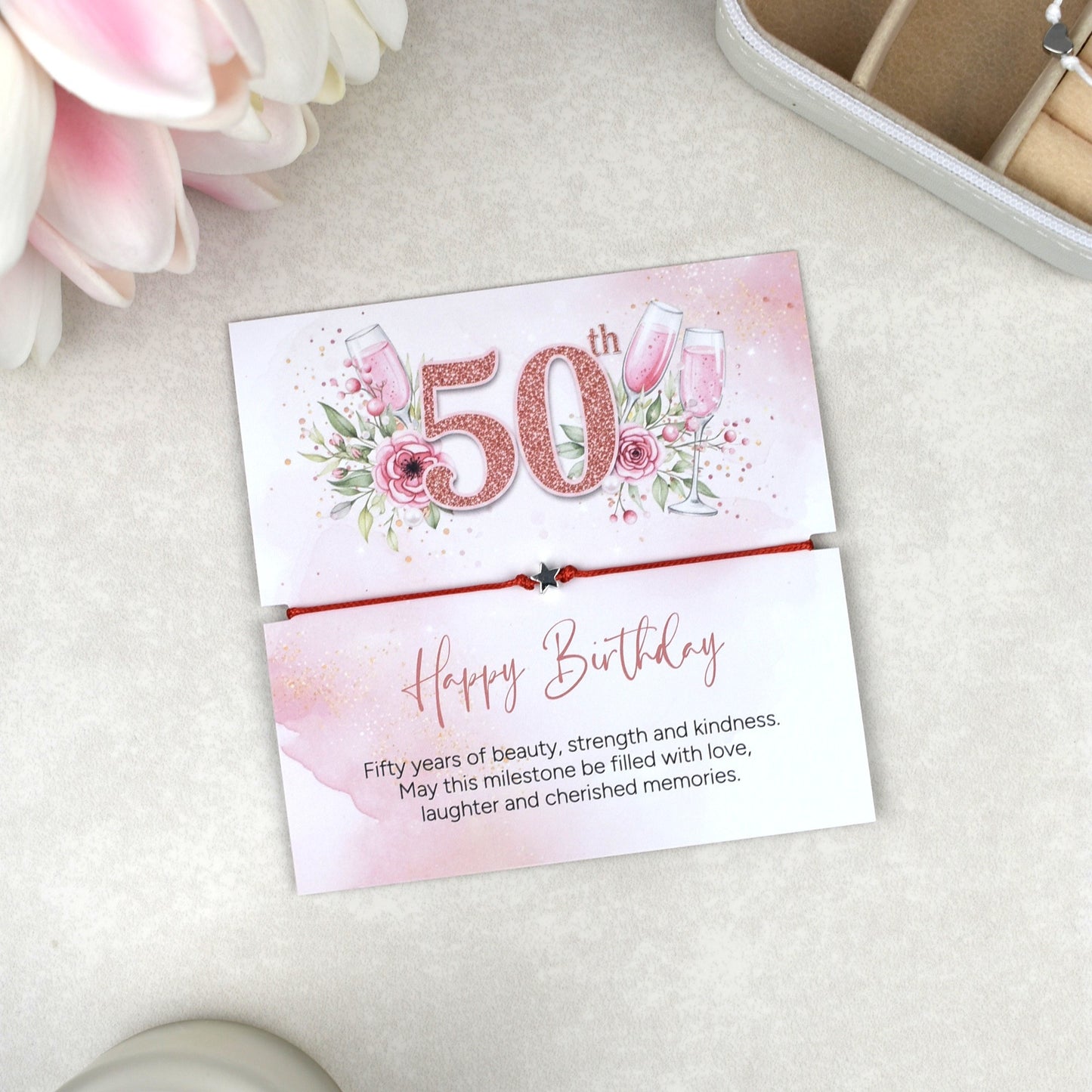 Happy 50th Birthday Bracelet Gift | Fifty & Fabulous Gift