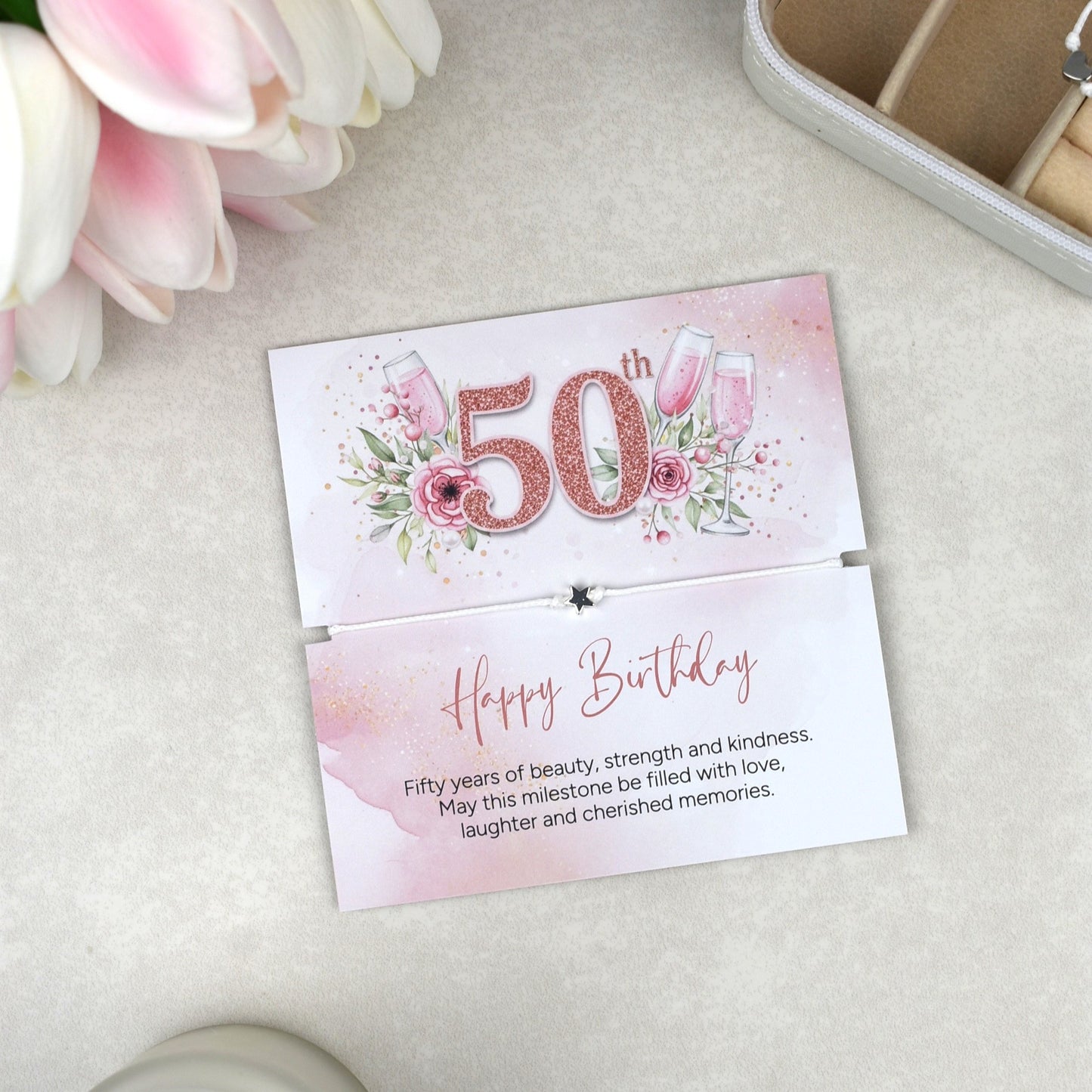 Happy 50th Birthday Bracelet Gift | Fifty & Fabulous Gift